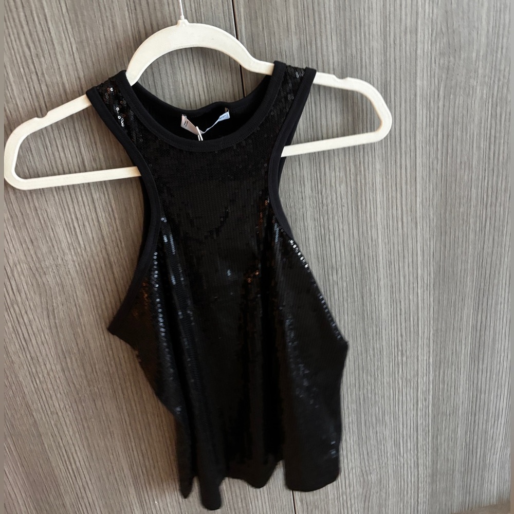 Mango Black Sequin Tank Top